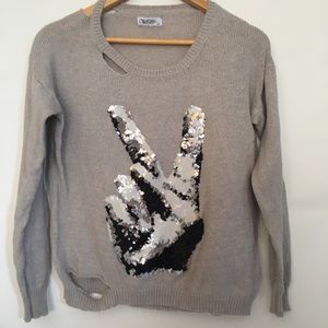 Lauren Moshi Peace Sequin Sweater